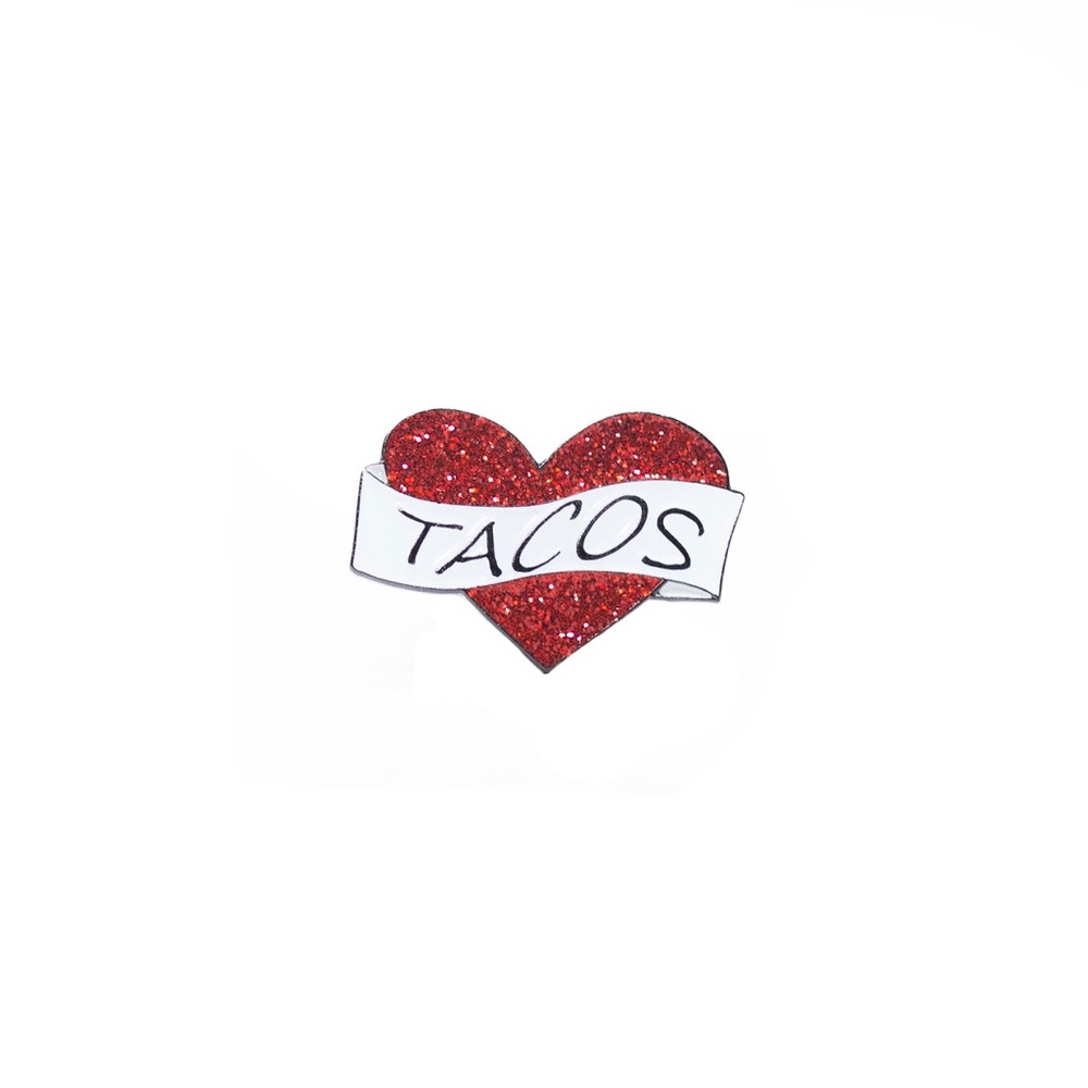 One I Love Tacos Heart Glitter Enamel Lapel Pin